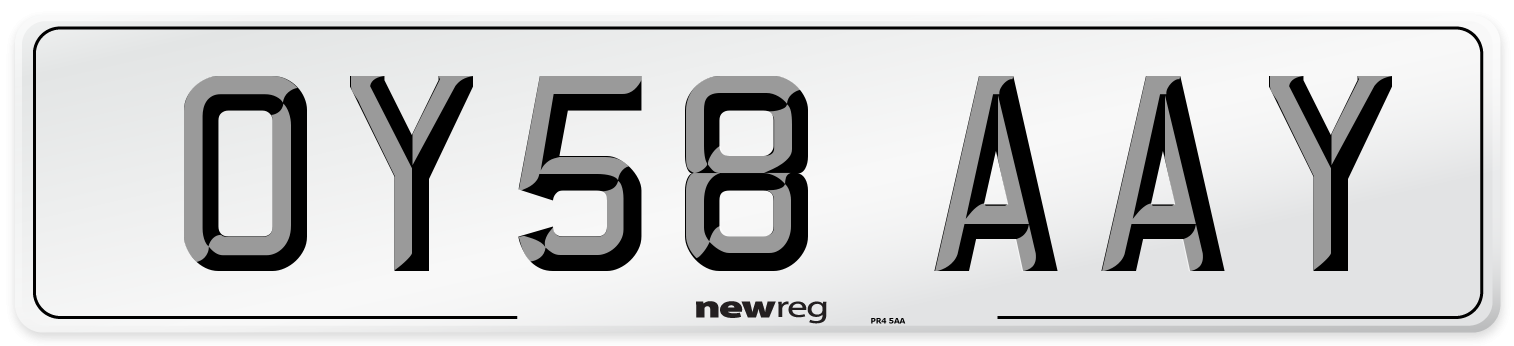 OY58 AAY Number Plate from New Reg